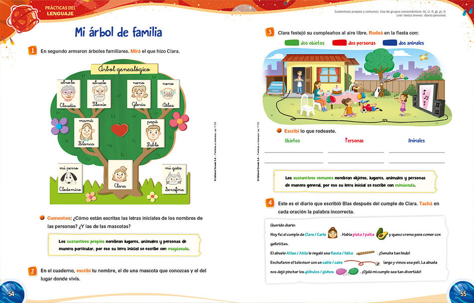 Muestra Doble Prácticas del Lenguaje: Unidad 2, páginas 54-55